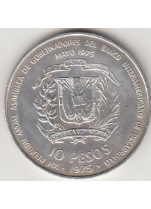 REPUBBLICA DOMINICANA 10 Pesos 1975 Argento 900/..  Prima Moneta 
